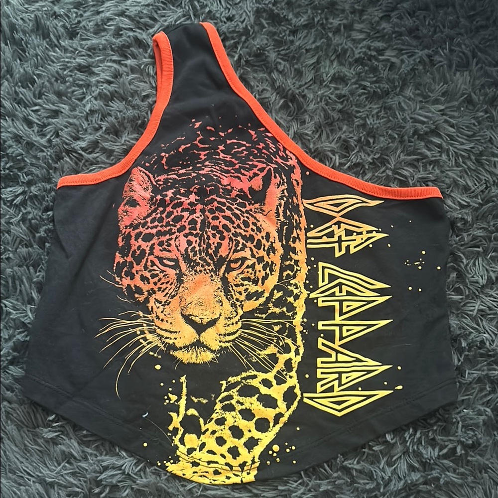Black and Orange Def Leppard Graphic Tank Top